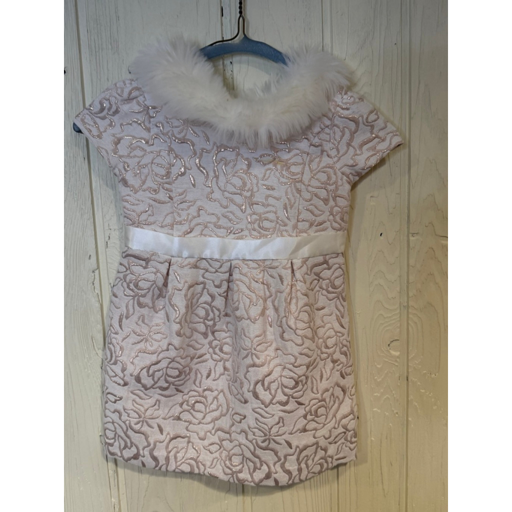 Janie and Jack Dress Girls 3T Pink White Floral Brocade
